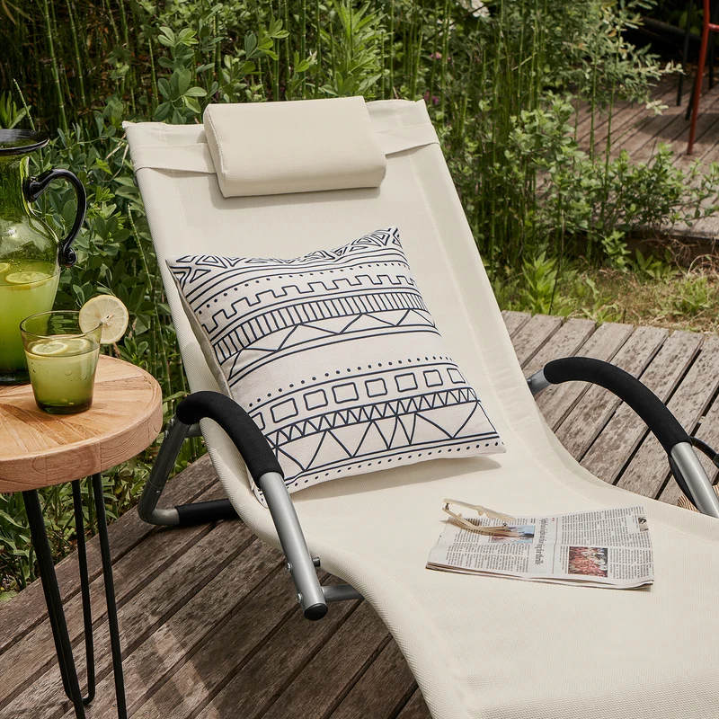 SoBuy OGS38-W Chaise Longue Transat de Jardin Bascule avec Appui-tête