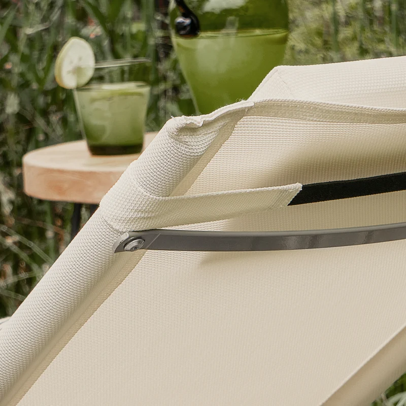 SoBuy OGS38-W Chaise Longue Transat de Jardin Bascule avec Appui-tête