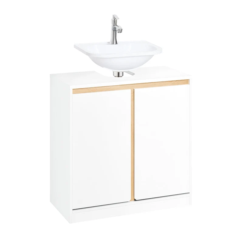 SoBuy BZR78-W Meuble sous-Lavabo, Meuble sous Vasque, Meuble Salle de Bain avec 2 Étages et 2 Portes