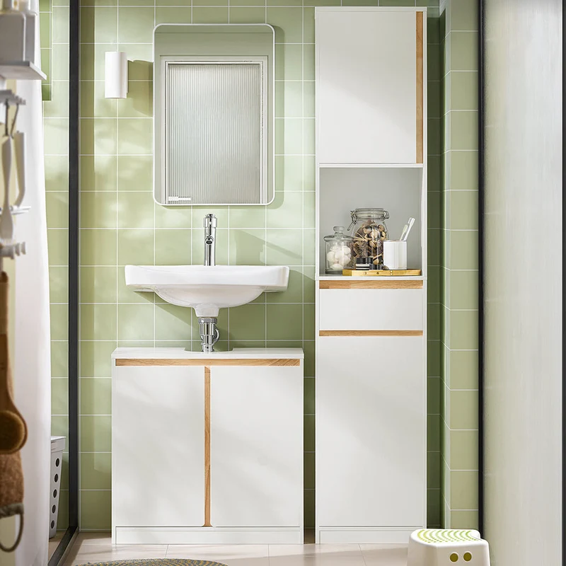 SoBuy BZR78-W Meuble sous-Lavabo, Meuble sous Vasque, Meuble Salle de Bain avec 2 Étages et 2 Portes