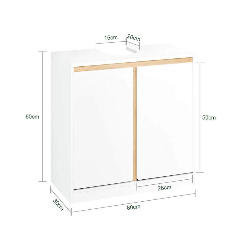 SoBuy BZR78-W Meuble sous-Lavabo, Meuble sous Vasque, Meuble Salle de Bain avec 2 Étages et 2 Portes
