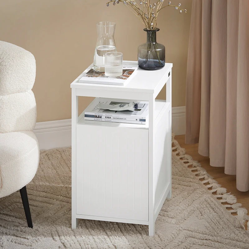 SoBuy FBT117-W Table d'Appoint, Bout de Canapé, Table Basse, Table de Chevet, Table de Nuit