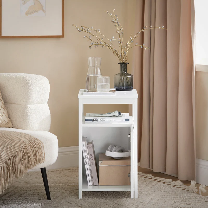 SoBuy FBT117-W Table d'Appoint, Bout de Canapé, Table Basse, Table de Chevet, Table de Nuit
