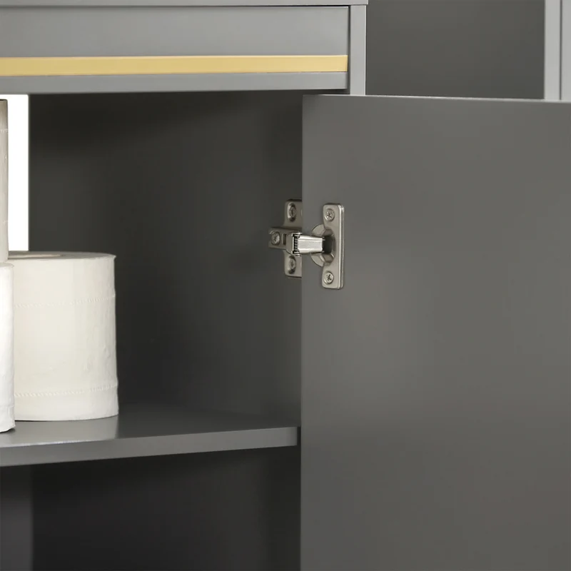 SoBuy BZR129-HG Meuble sous Lavabo, Meuble sous Vasque avec 2 Portes et 2 Étages, Meuble sur Pied de Salle de Bain, Placard Armoire