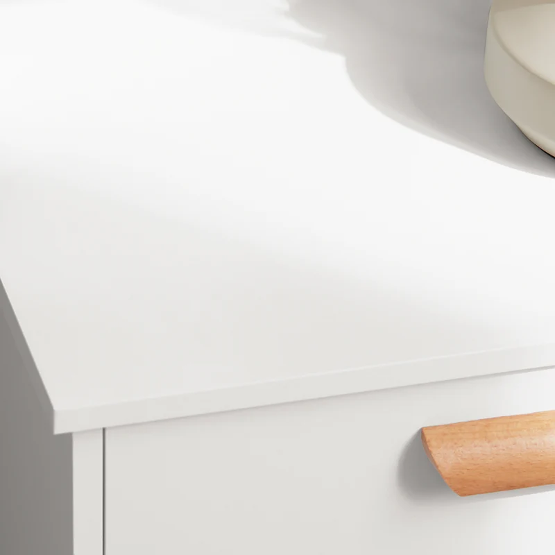 SoBuy FBT125-W Table de Chevet, Table de Nuit, Table d'Appoint, Bout de Canapé avec 1 Étagère, 2 Tiroirs et 1 Compartiment Ouvert