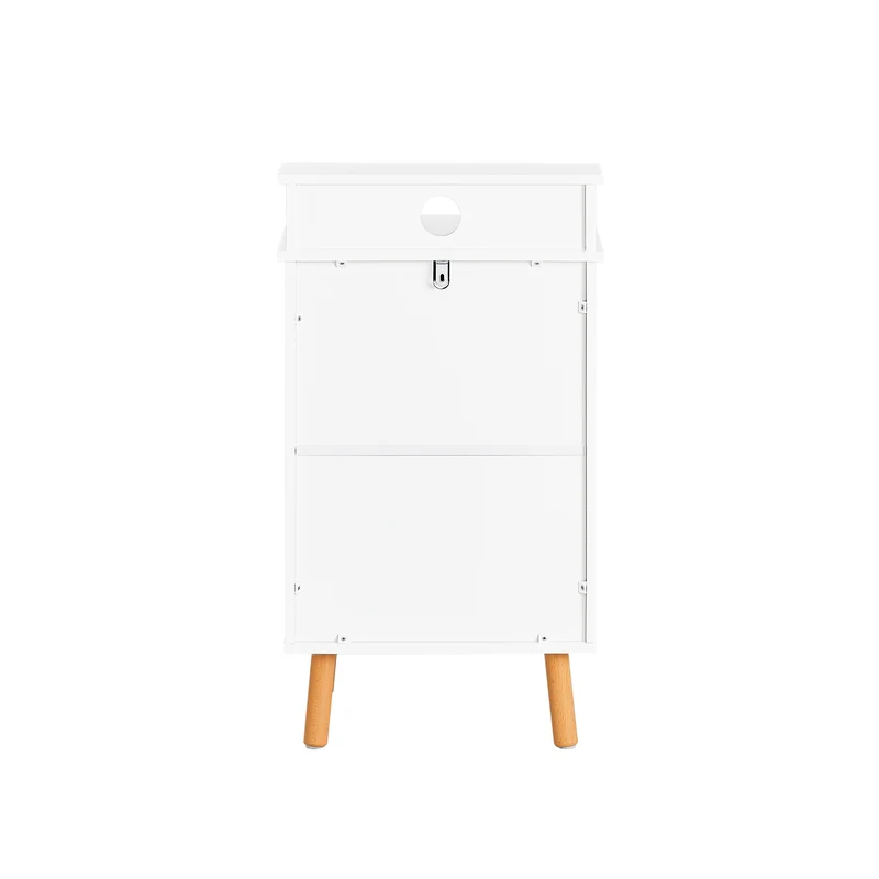 SoBuy FBT125-W Table de Chevet, Table de Nuit, Table d'Appoint, Bout de Canapé avec 1 Étagère, 2 Tiroirs et 1 Compartiment Ouvert