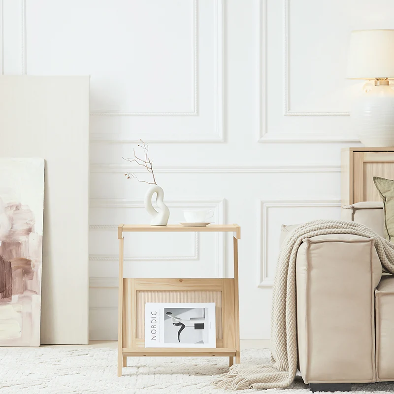 SoBuy FBT122-N Table d'appoint avec Porte-Revues Bout de Canapé Table de Chevet Petite Porte Journaux Table d'appoint