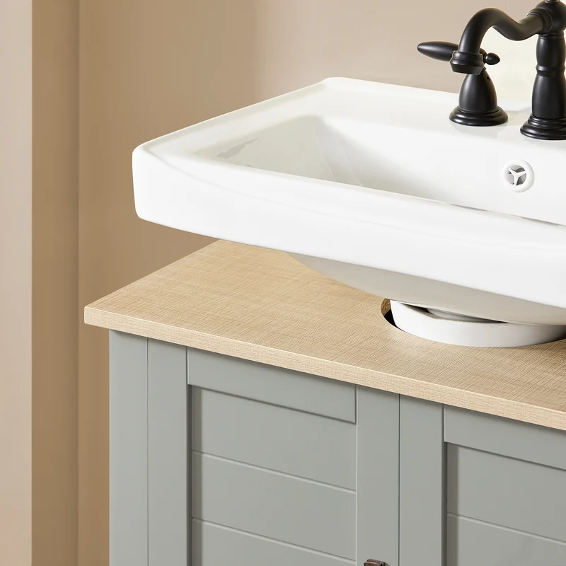 SoBuy BZR69-II-HG Meuble sous Lavabo avec Étagère Réglable et Niche Ouverte, pour Salle de Bain et WC, Rangement Optimisé, Compact – L60×P30×H60 cm, Gris