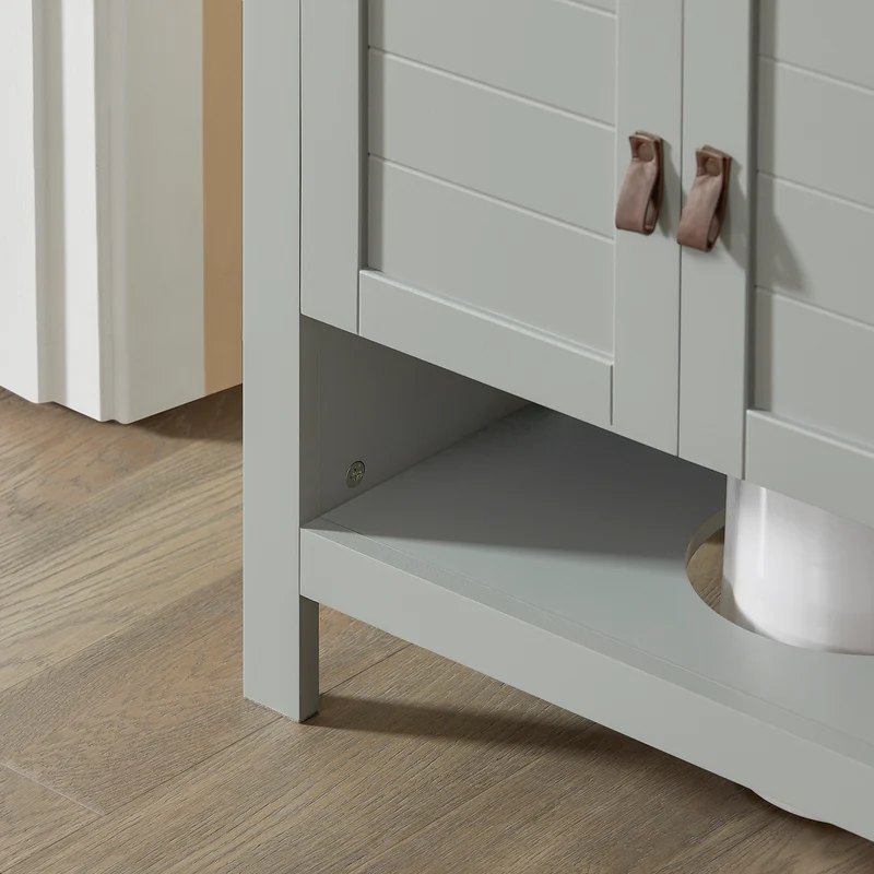 SoBuy BZR69-II-HG Meuble sous Lavabo avec Étagère Réglable et Niche Ouverte, pour Salle de Bain et WC, Rangement Optimisé, Compact – L60×P30×H60 cm, Gris