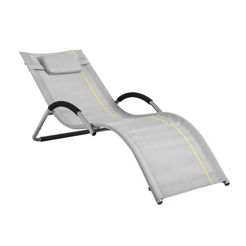 SoBuy OGS38-HG Chaise Longue Transat de Jardin Bascule avec Appui-tête