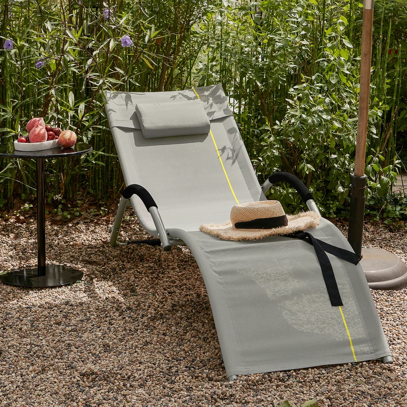 SoBuy OGS38-HG Chaise Longue Transat de Jardin Bascule avec Appui-tête