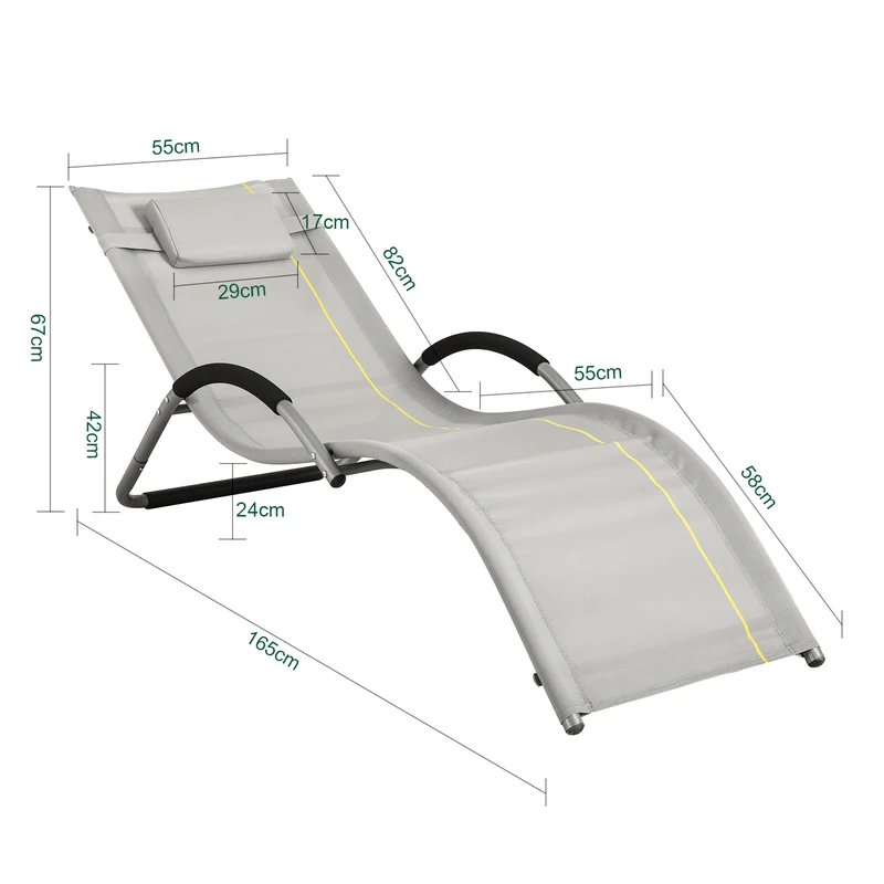 SoBuy OGS38-HG Chaise Longue Transat de Jardin Bascule avec Appui-tête
