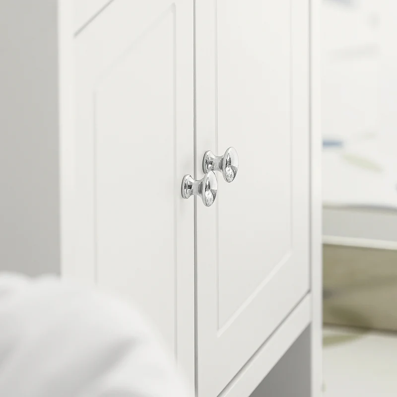 SoBuy BZR56-W Meuble Bas de Salle de Bain Commode Armoire de Rangement sur Pied avec 3 étagères et 2 Portes, Blanc, 41x36x86 cm