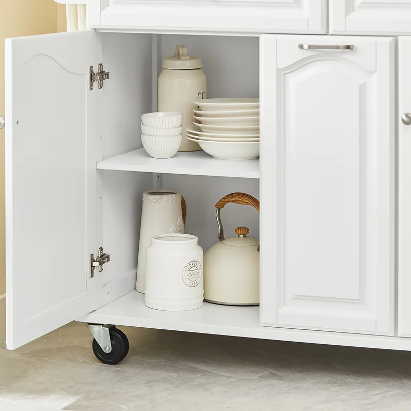 SoBuy FKW100-WN Desserte Roulante Meuble de Rangement à roulettes Chariot de Service Buffet Commode Bahut en Bois