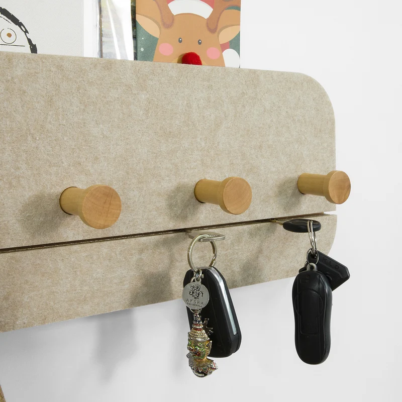 SoBuy FHK16-MI Porte-Manteau Mural Porte-Serviette Penderie Patère Murale avec 5 Crochets en Bambou et Feutre pour Vestibule, Entrée