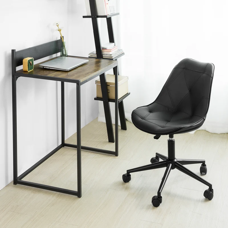 SoBuy FST85-SCH Chaise de Bureau Ergonomique Chaise Pivotante Chaise pour Ordinateur, Assise en Cuir PU, Hauteur Réglable 43-53cm