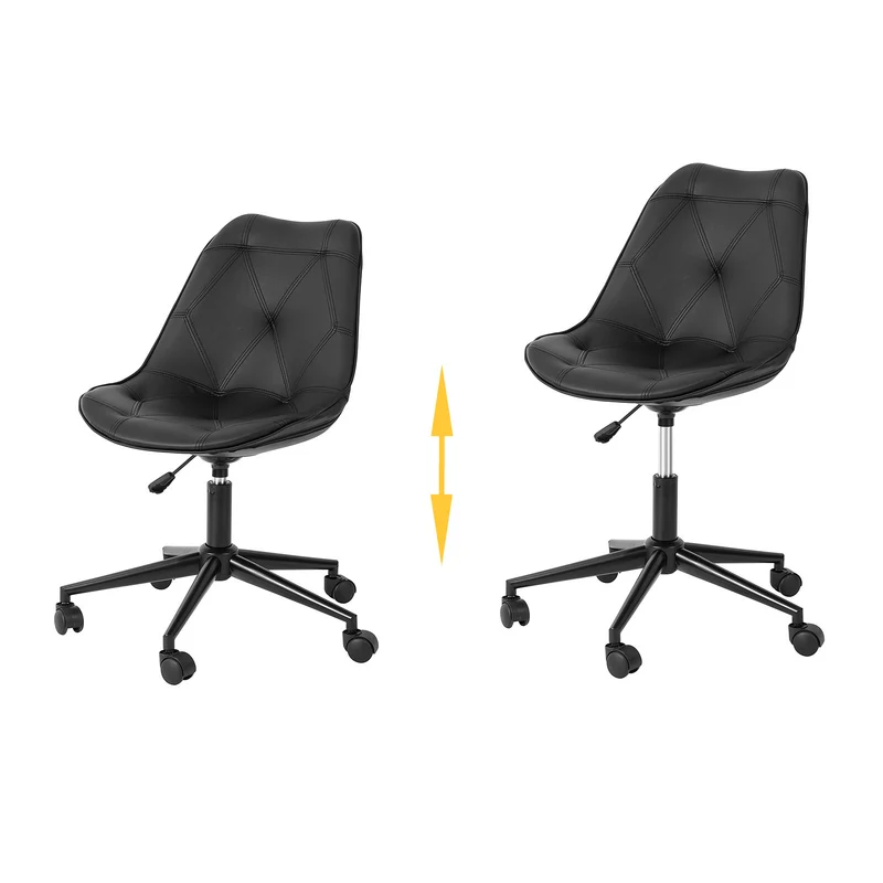 SoBuy FST85-SCH Chaise de Bureau Ergonomique Chaise Pivotante Chaise pour Ordinateur, Assise en Cuir PU, Hauteur Réglable 43-53cm