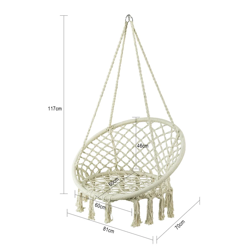 SoBuy OGS42-MI Hamac Suspendu macramé, Fauteuil balançoire Intérieur extérieur