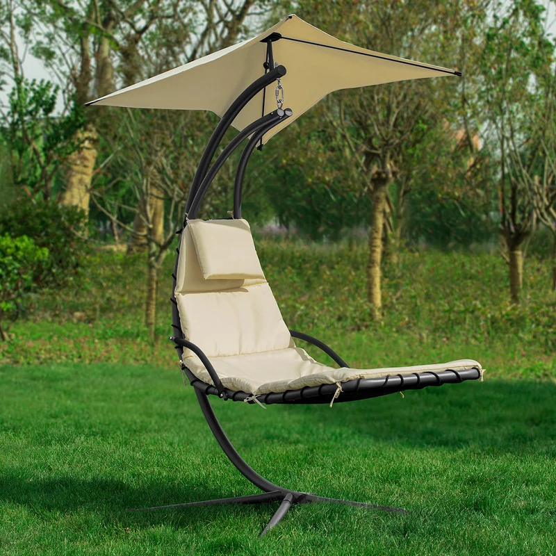 SoBuy OGS39-MI Bain de Soleil Hamac Transat Suspendu Lit Suspend Balancelle de Jardin