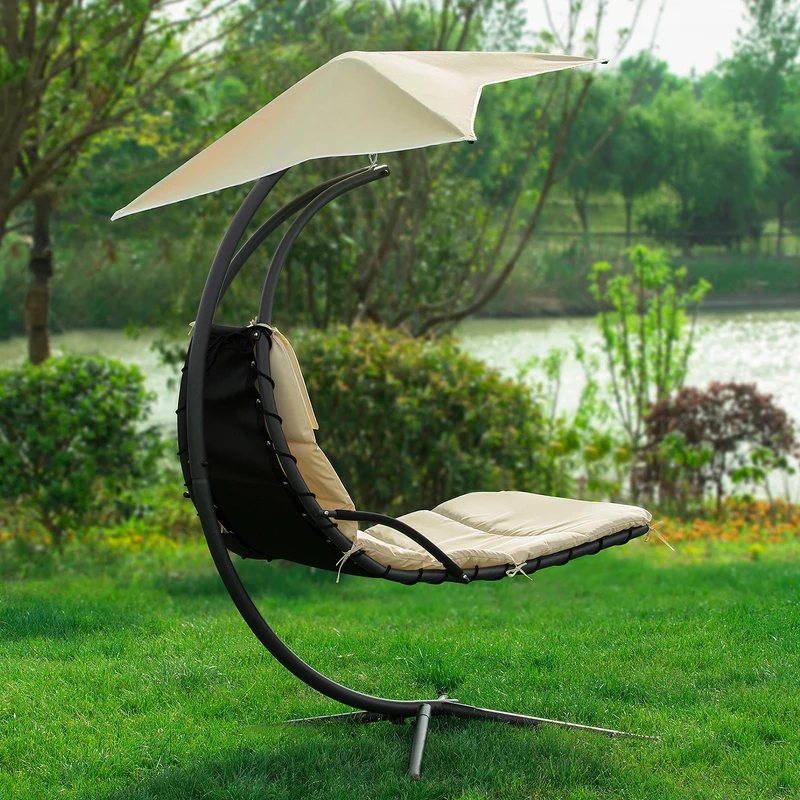 SoBuy OGS39-MI Bain de Soleil Hamac Transat Suspendu Lit Suspend Balancelle de Jardin