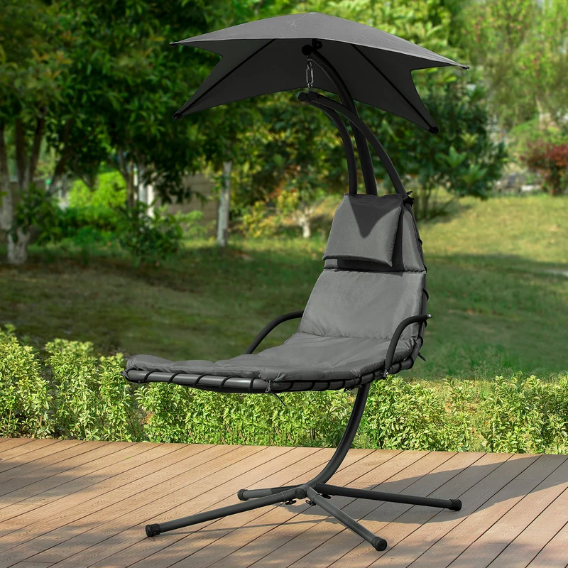 SoBuy OGS39-SG Bain de Soleil Hamac Transat Suspendu Lit Suspend Balancelle de Jardin