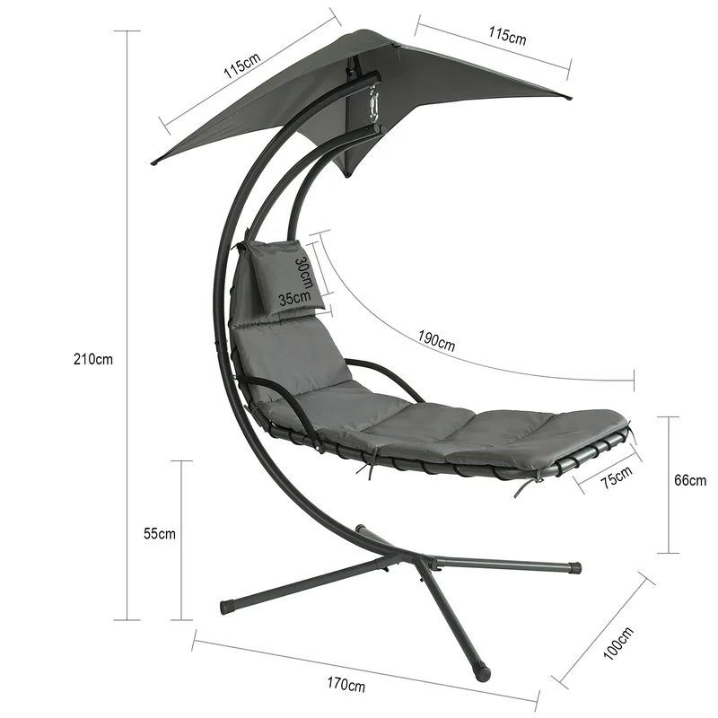 SoBuy OGS39-SG Bain de Soleil Hamac Transat Suspendu Lit Suspend Balancelle de Jardin
