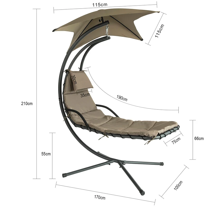 SoBuy OGS39-BR Bain de Soleil Hamac Transat Suspendu Lit Suspend Balancelle de Jardin