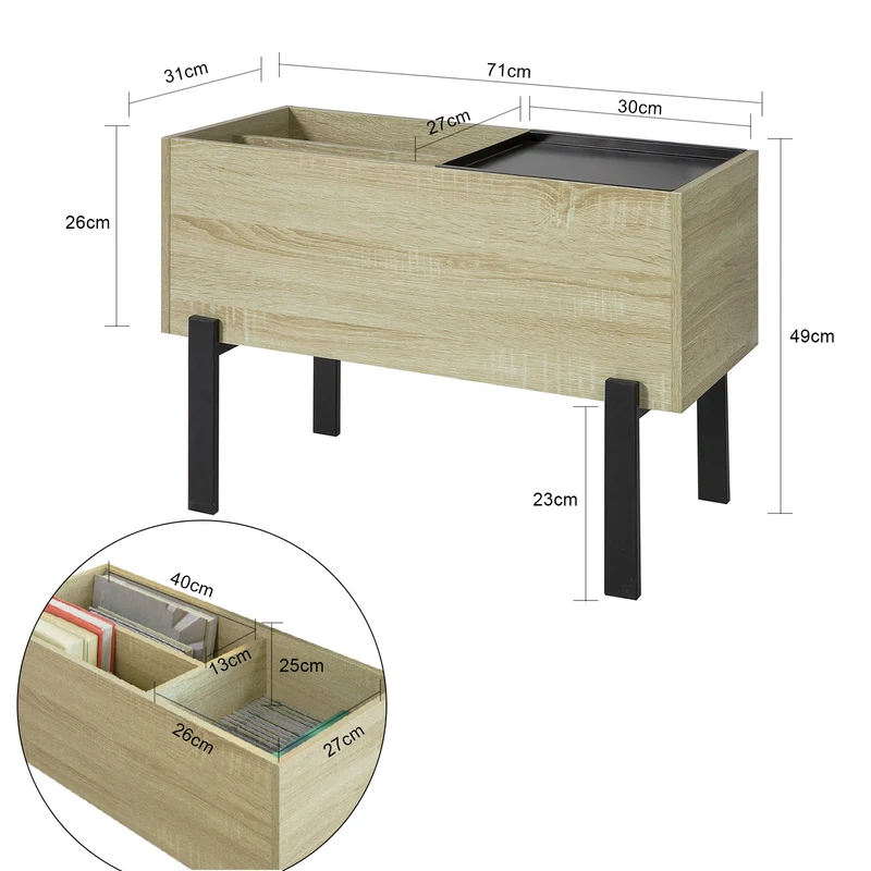 SoBuy FBT88-N Bout de Canapé Table Basse Table de Chevet Coffre avec 3 Compartiments