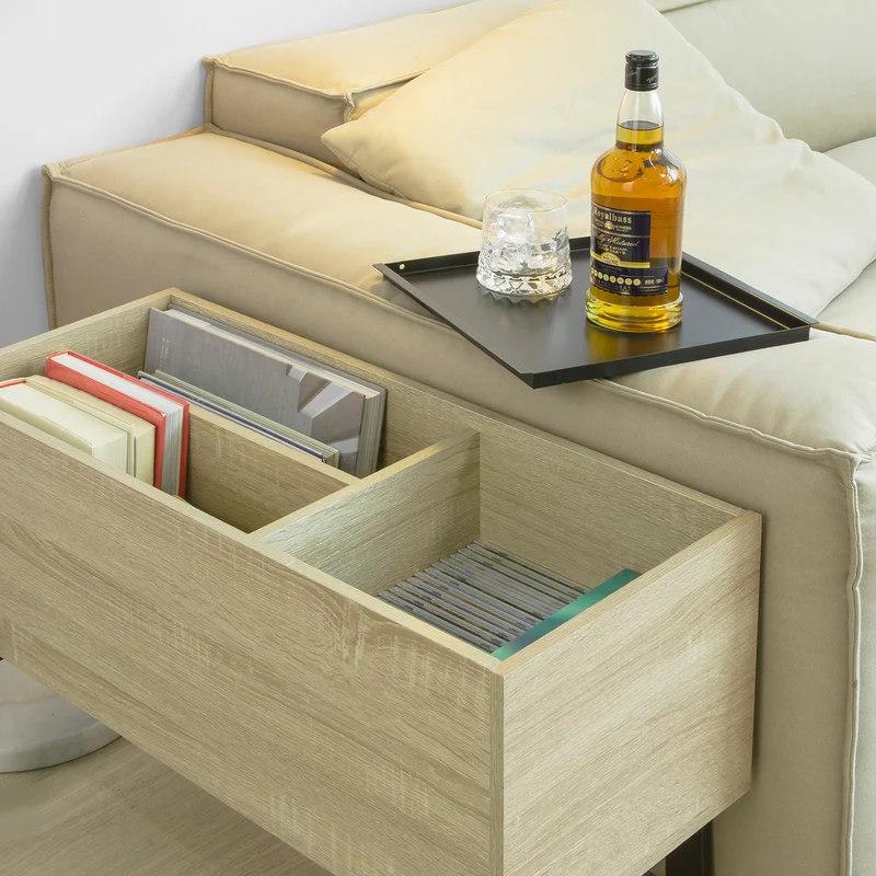 SoBuy FBT88-N Bout de Canapé Table Basse Table de Chevet Coffre avec 3 Compartiments