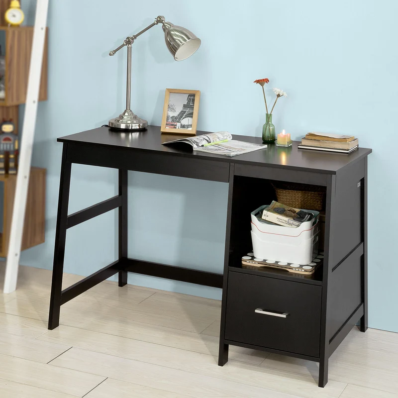 SoBuy FWT38-Sch Table de Bureau Informatique Poste de Travail Bureau d'Ordinateur
