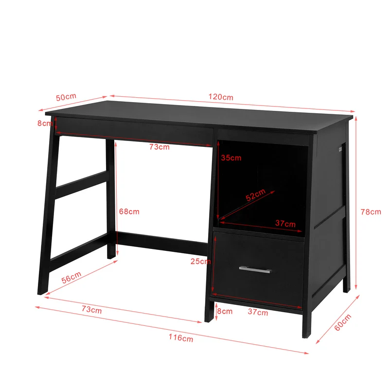 SoBuy FWT38-Sch Table de Bureau Informatique Poste de Travail Bureau d'Ordinateur