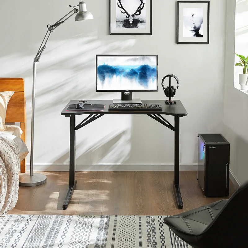 SoBuy FWT80-SCH Bureau Gaming Bureau de Jeu Bureau Informatique Ordinateur Table de jeu Gamer Pro