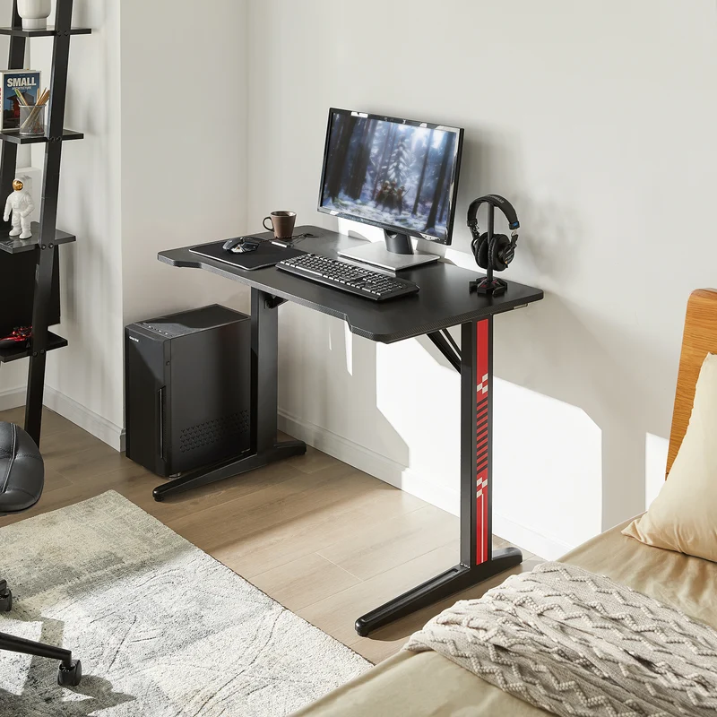 SoBuy FWT80-SCH Bureau Gaming Bureau de Jeu Bureau Informatique Ordinateur Table de jeu Gamer Pro