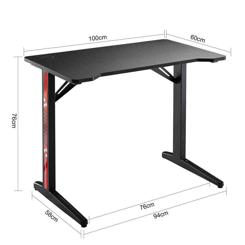 SoBuy FWT80-SCH Bureau Gaming Bureau de Jeu Bureau Informatique Ordinateur Table de jeu Gamer Pro