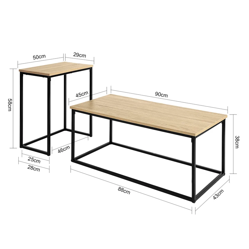 SoBuy FBT108-N Lot de 2 Tables Basses Gigognes, Set de 2 Tables d'appoint Empilables Bouts de canapé