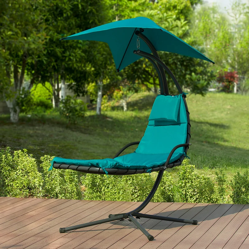 SoBuy OGS39-TB Bain de Soleil Hamac Transat Suspendu Lit Suspend Balancelle de Jardin