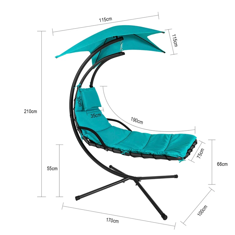 SoBuy OGS39-TB Bain de Soleil Hamac Transat Suspendu Lit Suspend Balancelle de Jardin