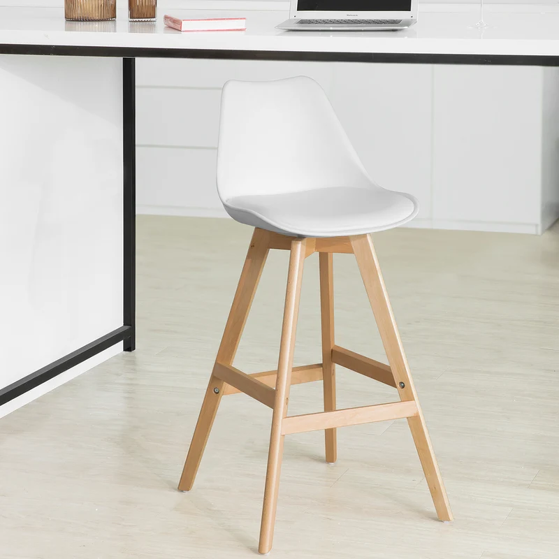 SoBuy FST69-W x2 Lot de 2 Tabourets de Bar Cuisine Tabouret Haut de Bar avec Dossier et Repose-Pieds