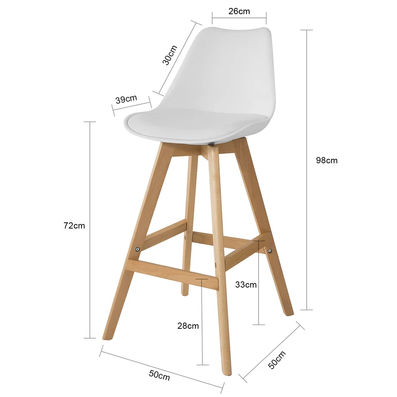 SoBuy FST69-W x2 Lot de 2 Tabourets de Bar Cuisine Tabouret Haut de Bar avec Dossier et Repose-Pieds