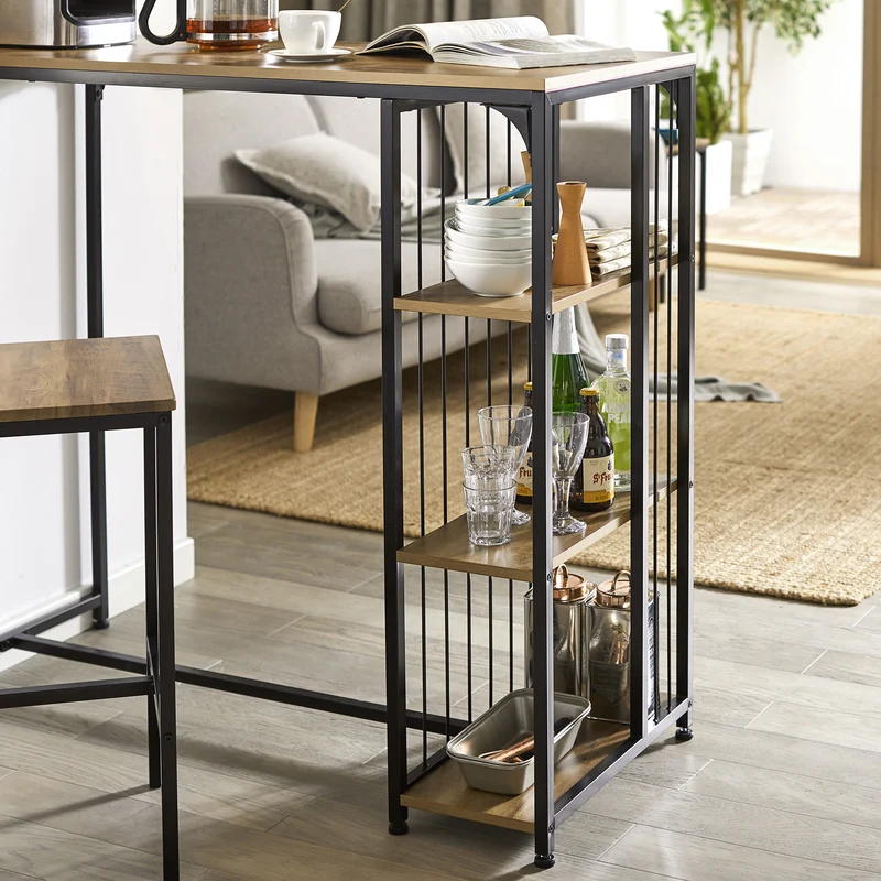 SoBuy FWT84-PF Table Haute de Bar Mange-Debout Table à Manger Table de Bistrot avec 3 Étagères