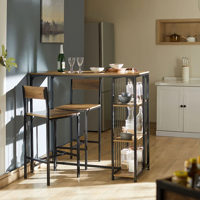 SoBuy FST53-XLx2 Lot de 2 Chaises Tabourets de Bar Cuisine Chaises de Bar, avec Repose-Pieds