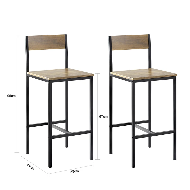 SoBuy FST53-XLx2 Lot de 2 Chaises Tabourets de Bar Cuisine Chaises de Bar, avec Repose-Pieds