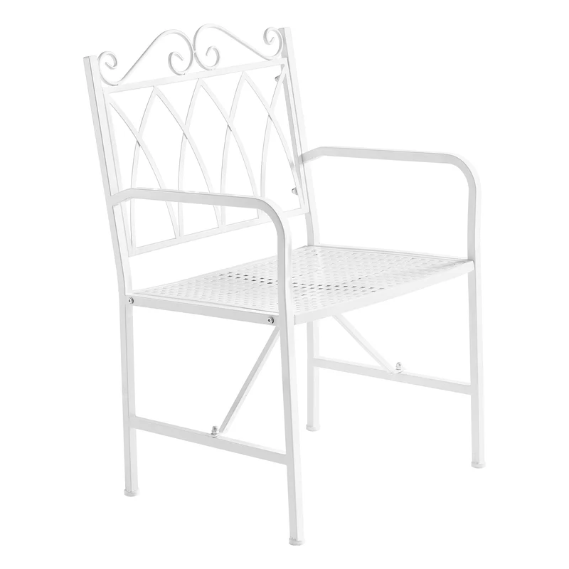 SoBuy OGT47-W Chaise de Jardin Extérieur 1 Personnes en Métal Fauteuil de Jardin avec Accoudoirs pour Balcon, Terrasse