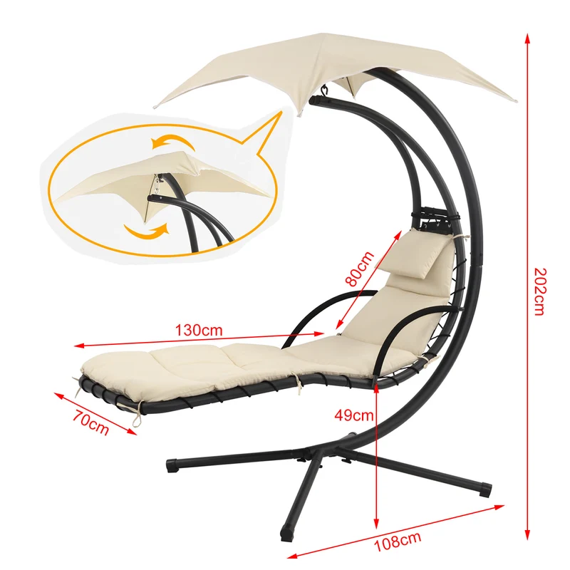 SoBuy OGS16 Bain de soleil Hamac transat suspendu Lit suspendu Fauteuil Balancelle
