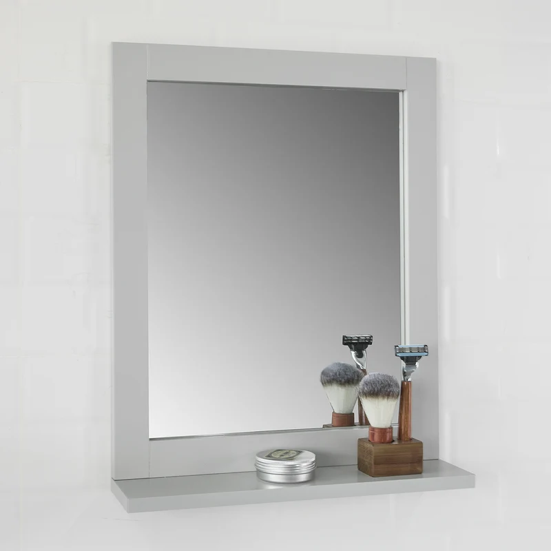SoBuy FRG129-HG Miroir Mural Meuble Salle de Bain avec 1 étage Plateau -Gris Clair