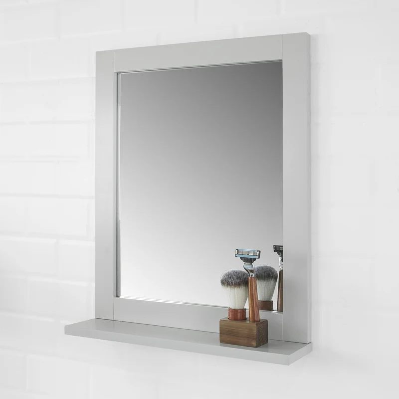 SoBuy FRG129-HG Miroir Mural Meuble Salle de Bain avec 1 étage Plateau -Gris Clair