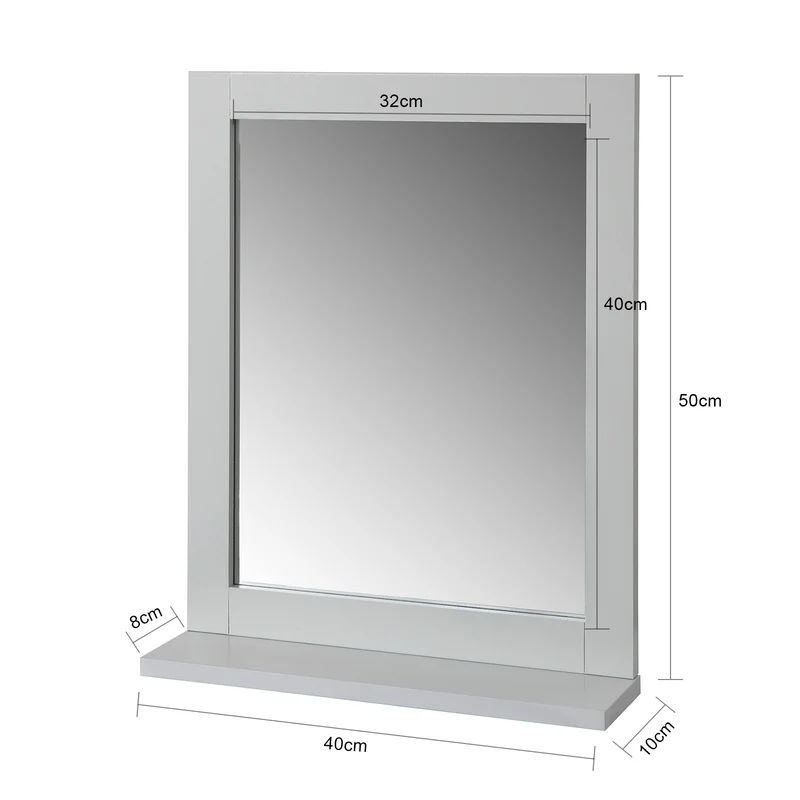 SoBuy FRG129-HG Miroir Mural Meuble Salle de Bain avec 1 étage Plateau -Gris Clair