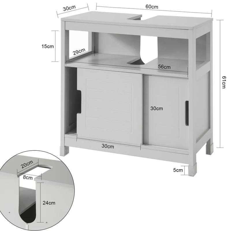 SoBuy FRG128-HG Meuble sous-Lavabo Meuble de Salle de Bain Vasque-Gris Clair