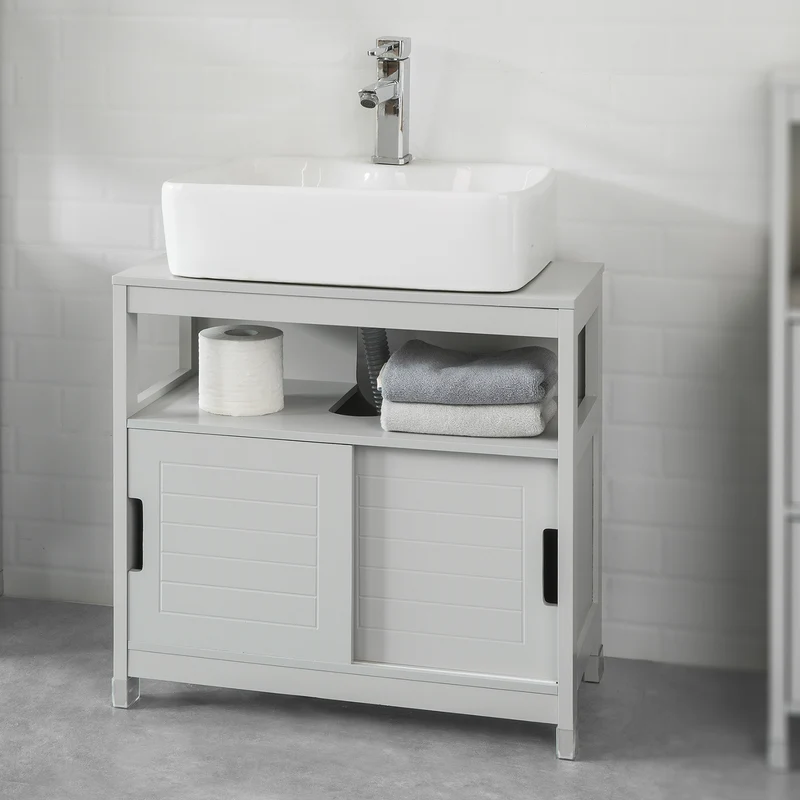 SoBuy FRG128-HG Meuble sous-Lavabo Meuble de Salle de Bain Vasque-Gris Clair