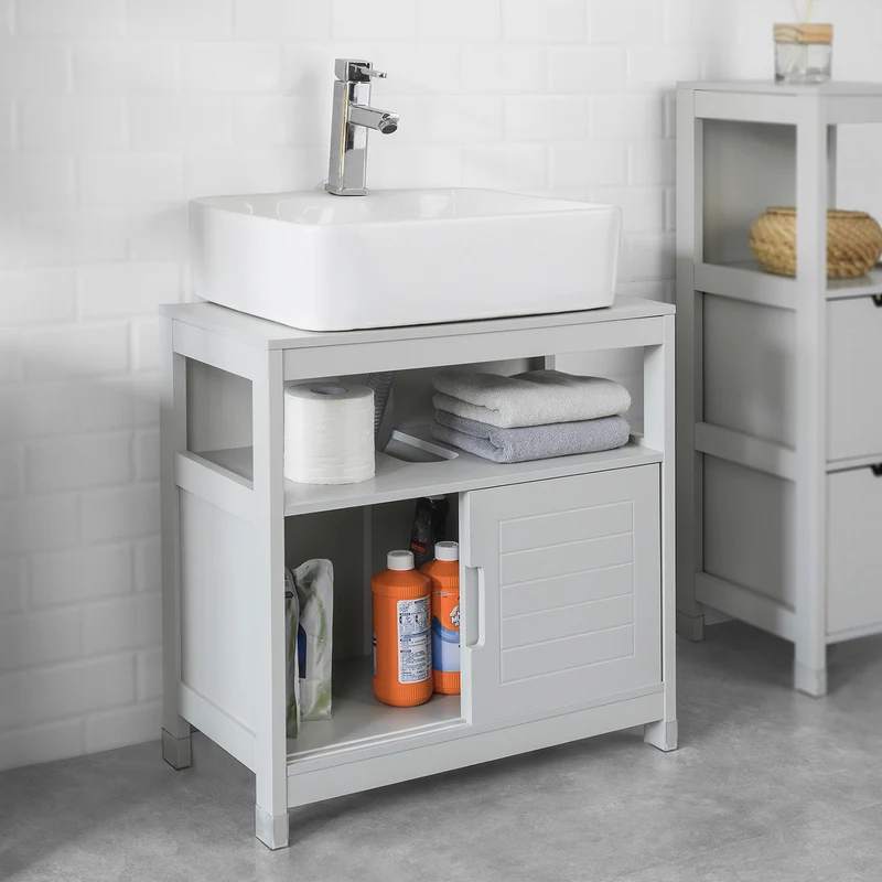 SoBuy FRG128-HG Meuble sous-Lavabo Meuble de Salle de Bain Vasque-Gris Clair